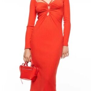 Elegant Red Knit Dress